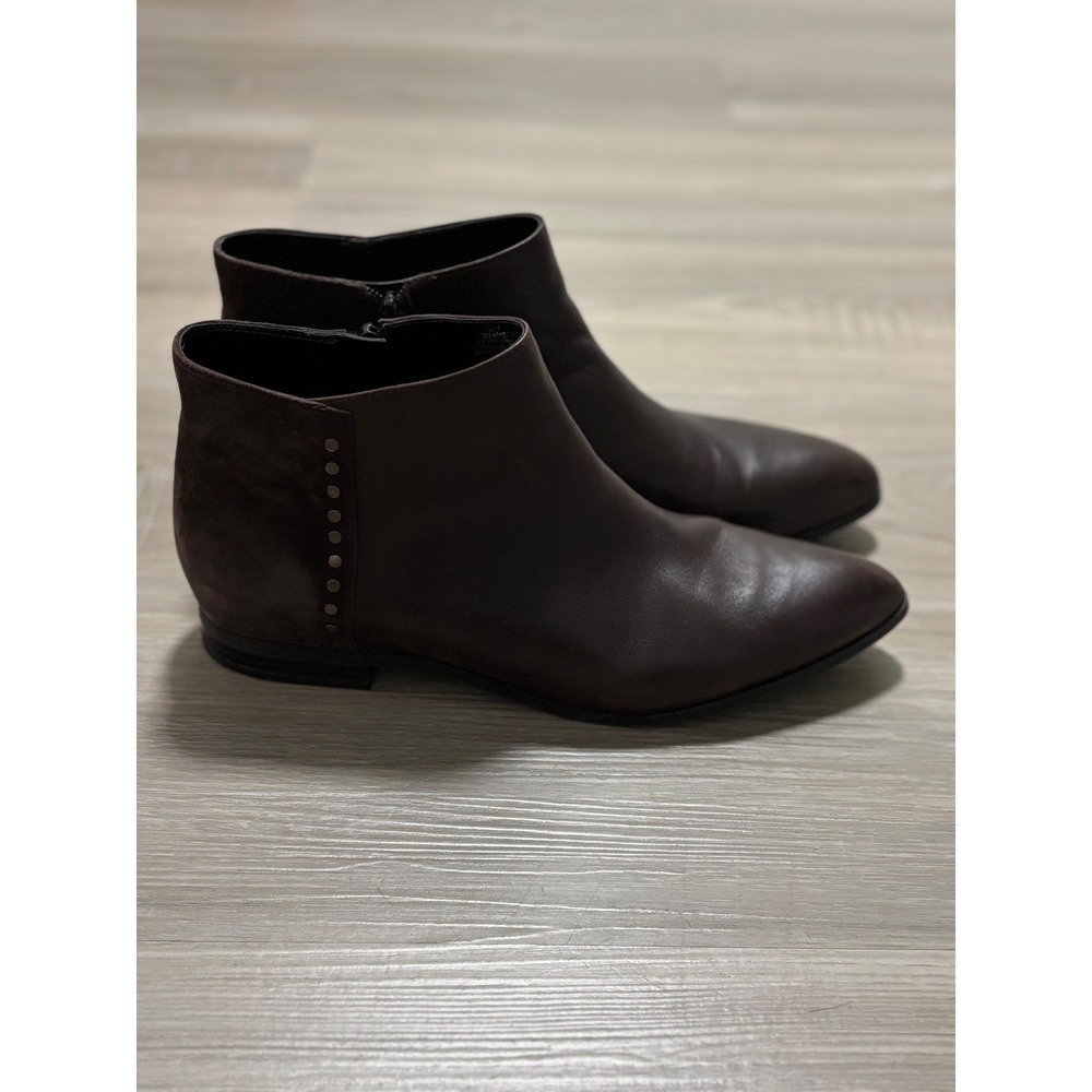 Nine West Brown Leather Suede Studded Ankle Boots Women's Pointed Toe Size 10.5